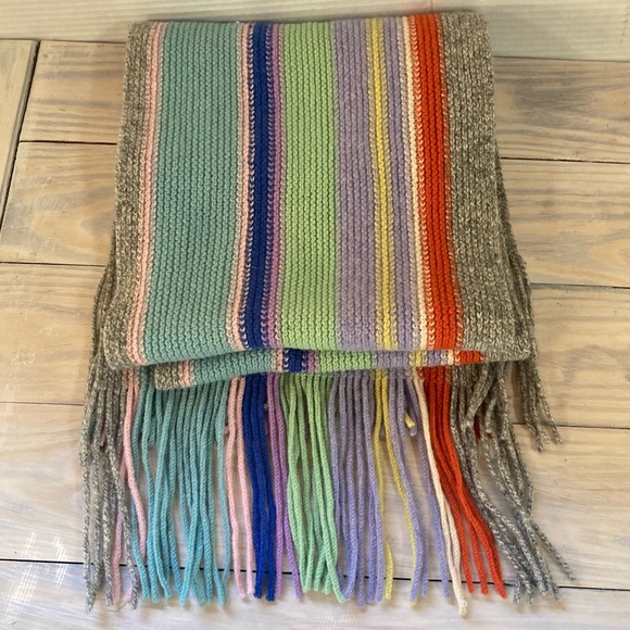 WILLIAM BRUNTON Hand Knits Made in Scotland Rainbow Stripes WOOL Scarf 8.5 x 80" - Picture 13 of 15